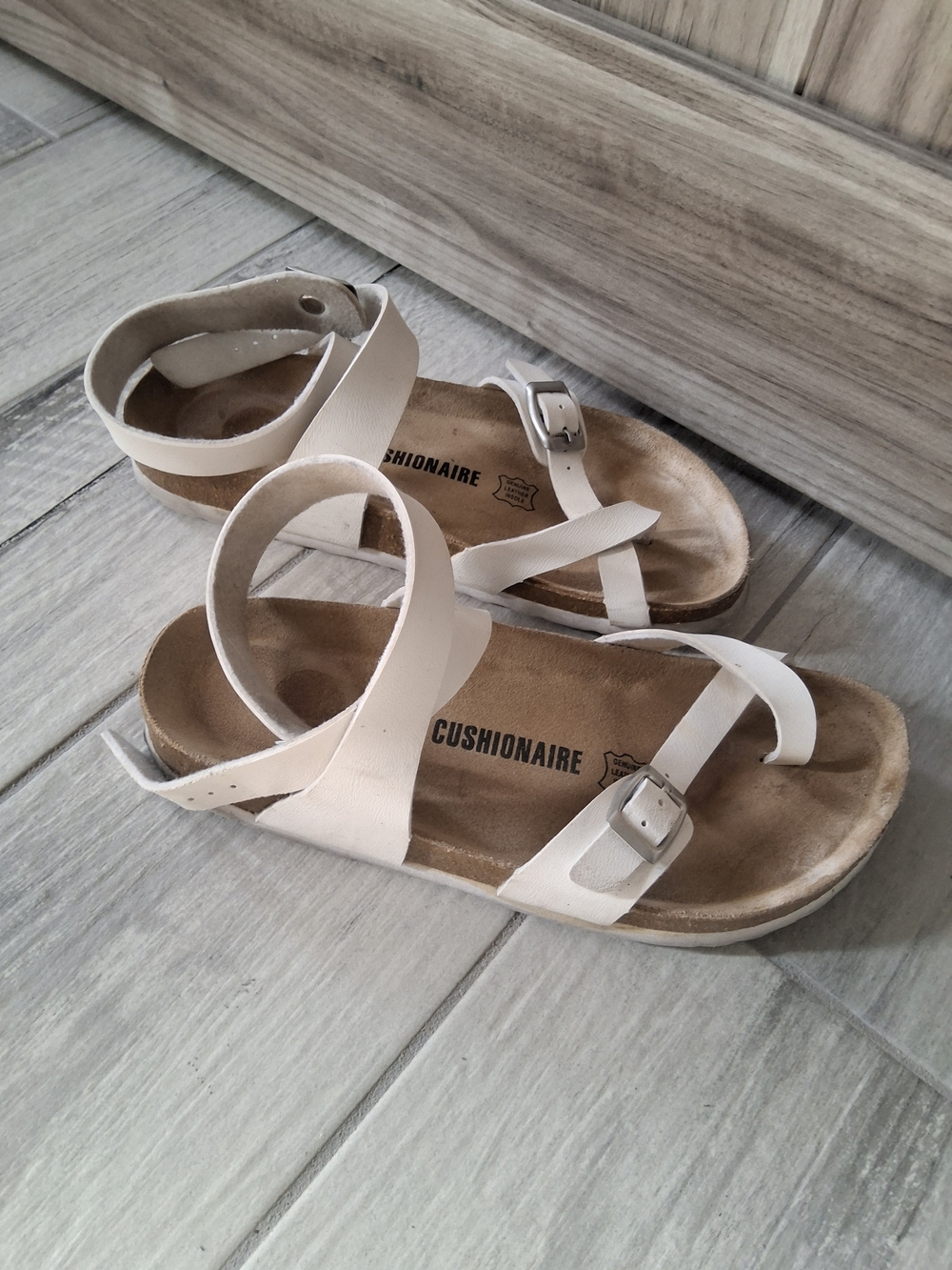 Cushioned White Strappy Sandals by Cushionaire